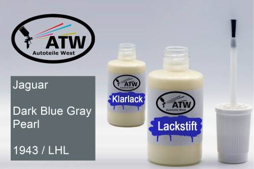 Jaguar, Dark Blue Gray Pearl, 1943 / LHL: 20ml Lackstift + 20ml Klarlack - Set, von ATW Autoteile West.